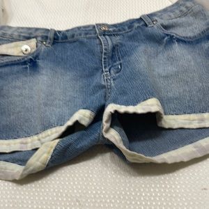 Platinum Plush Cotton/Poly/Spandex Cut Offs Size 13 Plaid Trim